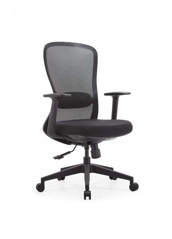 Black Mesh Swivel Task Chair with Fixed Arms and Lumbar Pad OC-MESH-FA-01