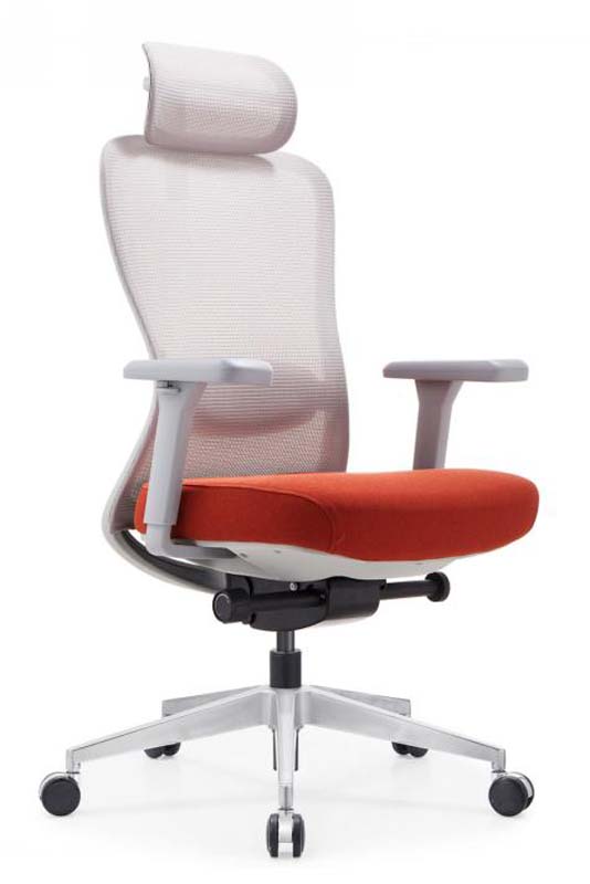 High-Back Mesh Ergonomic Office Chair with Orange Seat and Headrest OC-MESH-HB-OR-01