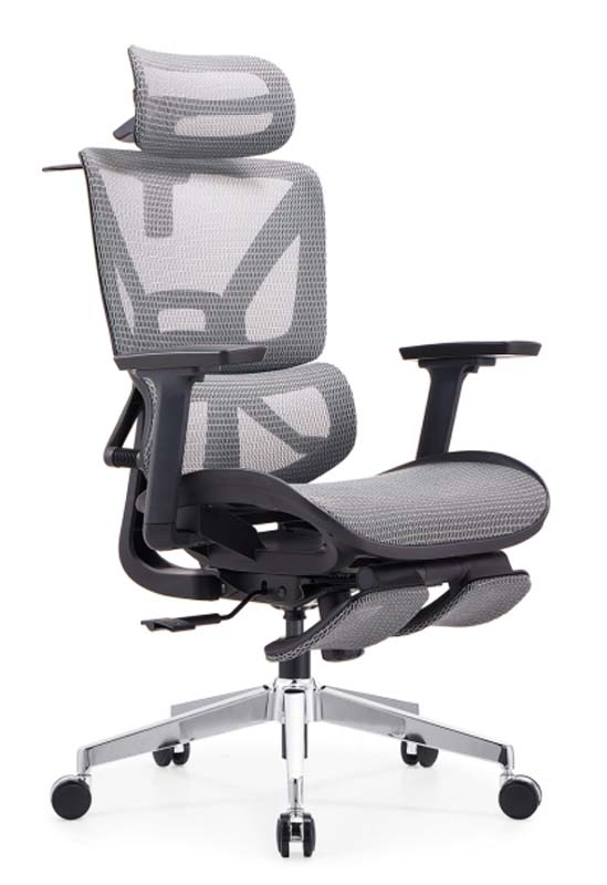 Ergonomic High-Back Mesh Office Chair with Adjustable Headrest and Flip-Up Footrest EMH-FT01