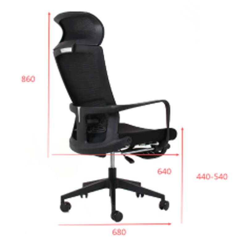 Black High-Back Mesh Ergonomic Swivel Office Chair with Headrest OC-HBM-860-680-640
