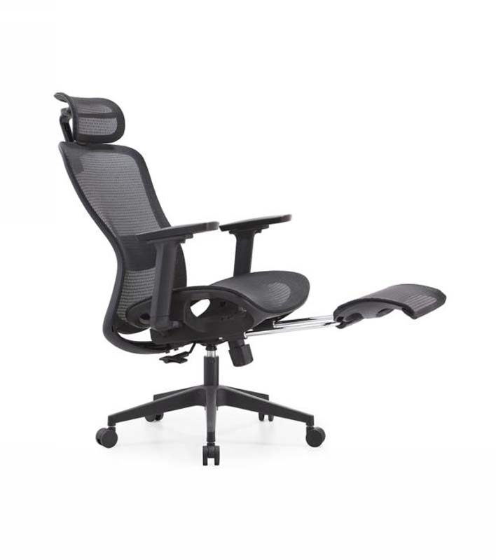 Black Mesh Ergonomic Reclining Office Chair with Headrest and Pull-out Footrest EMH-FR-660B