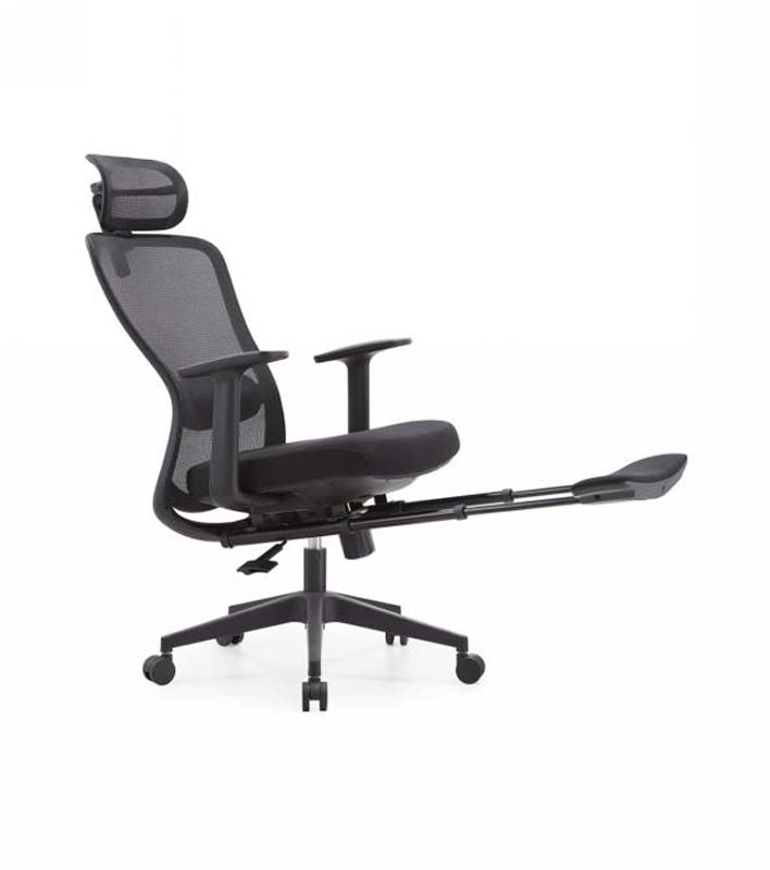 Black Mesh Reclining Ergonomic Office Chair with Headrest and Pull-Out Footrest ERG-MESH-FT-BLK-01