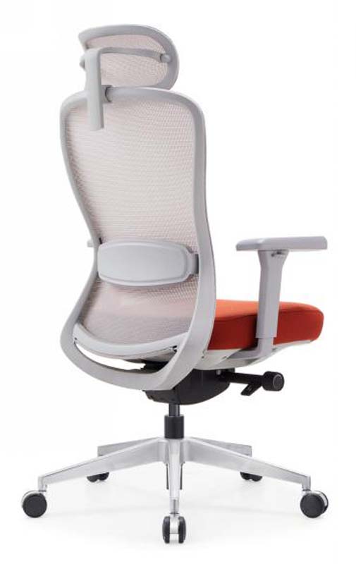 High-Back Mesh Ergonomic Office Chair with Headrest and Orange Seat EO-HB-MESH-OR-01