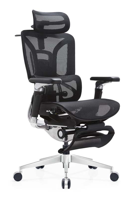 Black Mesh High-Back Ergonomic Office Chair with Headrest and Footrest ERG-HBM-RST-01