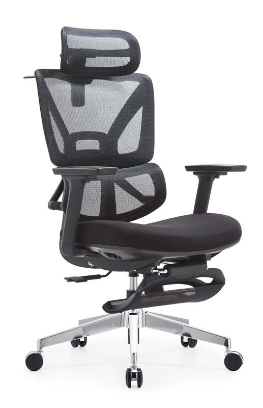 Black Mesh Ergonomic Task Chair with Adjustable Headrest, Lumbar Pad, Armrests and Sliding Footrest ERC-MESH-FR-01