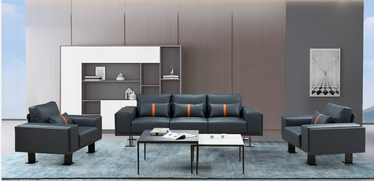 Dark Faux Leather Three-Seat Sofa SOF-DK3-2200