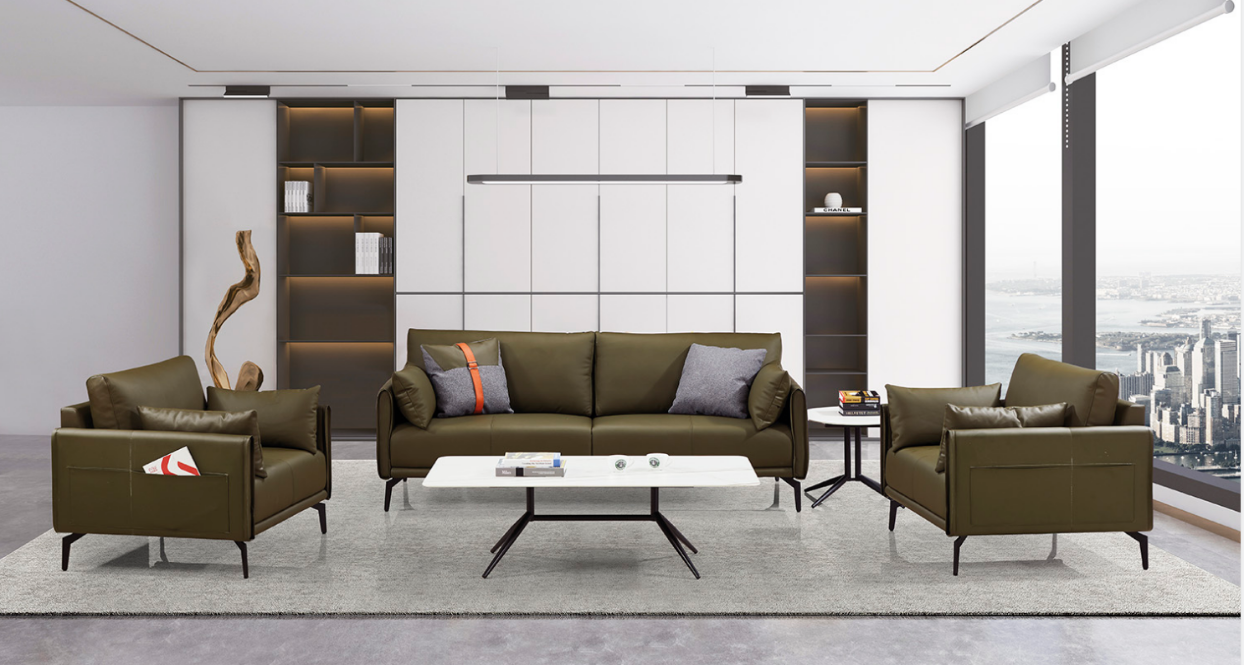 Olive Green Upholstered Three-Piece Lounge Sofa Set LSO-3PC-OLV-2100