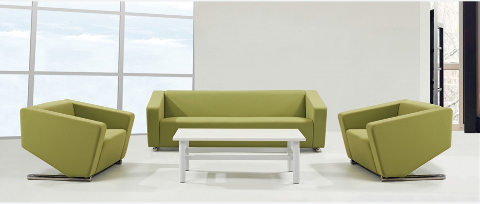 Green Upholstered Three-Piece Lounge Seating Set with White Coffee Table LNG-GRN-3PC-WT1200