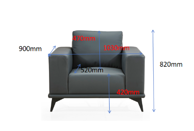 Dark Gray Upholstered Single Lounge Armchair LGS-1030-900-SINGLE
