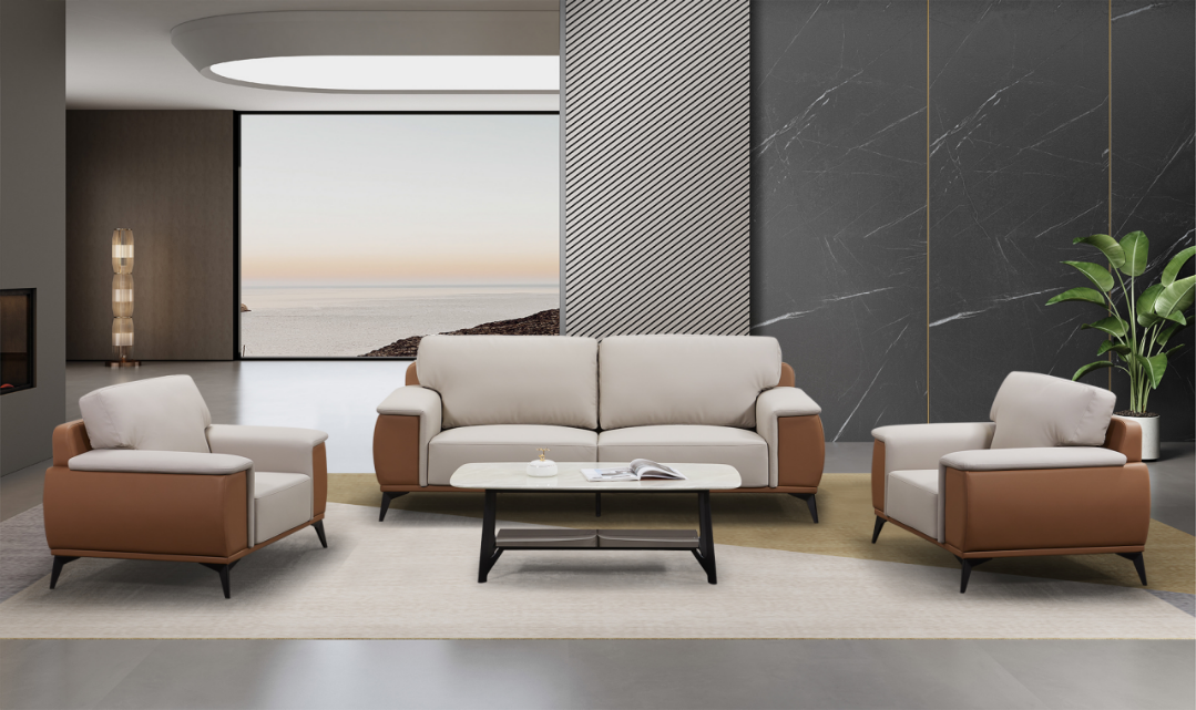 Three-Piece Two-Tone Upholstered Lounge Sofa Set with Coffee Table LGS-3PC-TT-2100-CT
