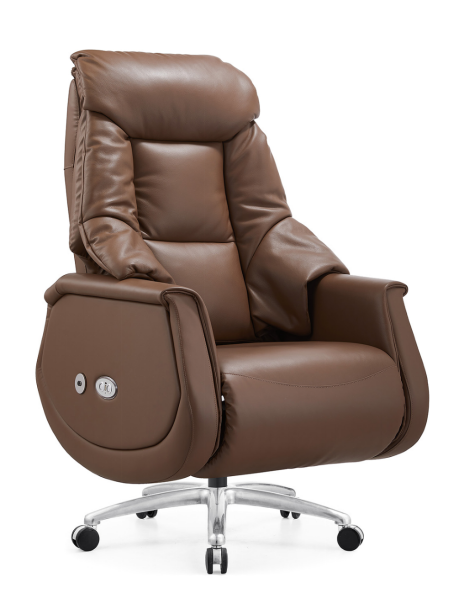 Padded Brown Leather High-Back Executive Swivel Chair EXE-HB-LTH-BR-5C