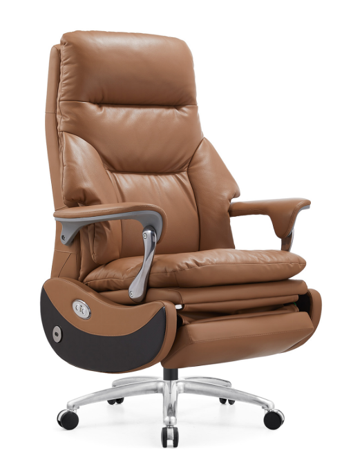 Cognac Leather Executive Recliner Chair with Extending Footrest EXE-RCL-COG-5P