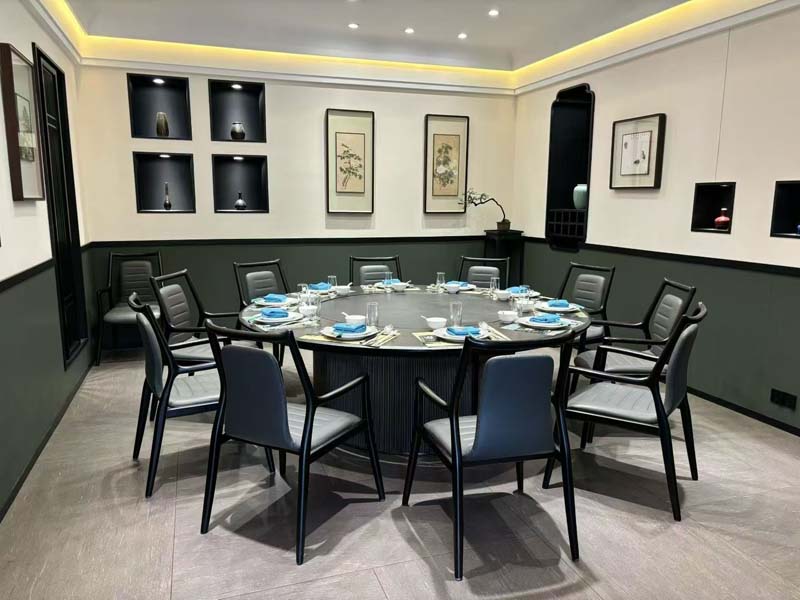 Round Dining Table Set with Ten Upholstered Armchairs RDT-1800-10CH-GRY