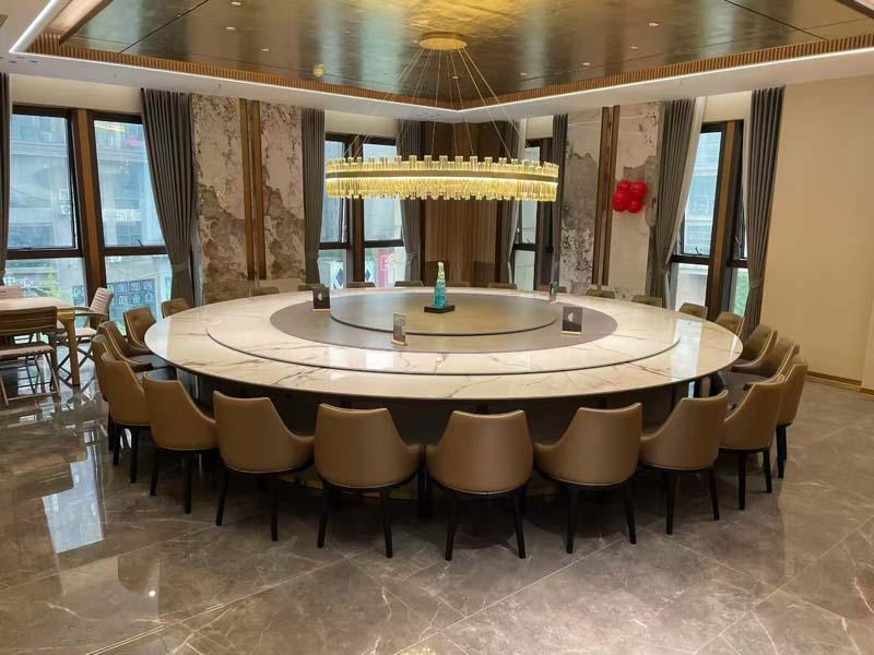 Large Round Marble Banquet Dining Table with Central Lazy Susan RDT-3600-LS-20P