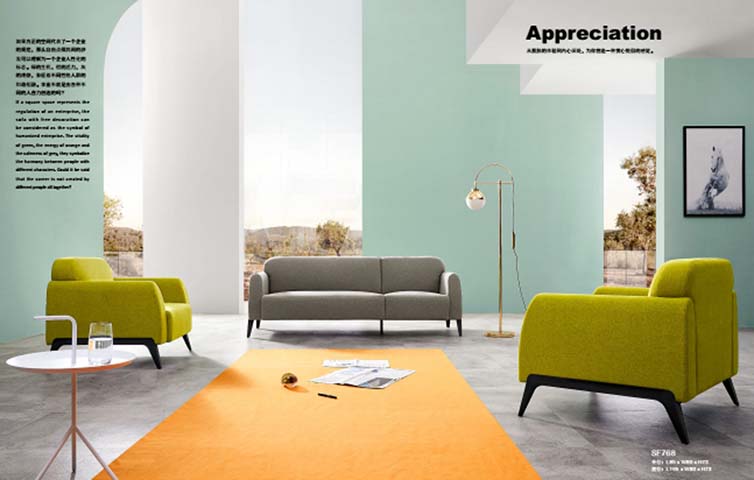 Upholstered Three-Seat Lounge Sofa with Track Arms and Angled Legs SF768-3S
