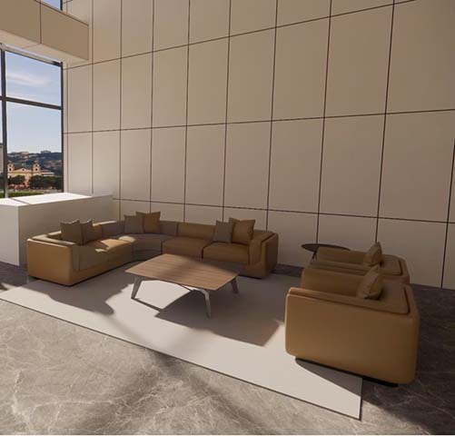 Tan Leather Modular Sectional Lounge Sofa MS-LTAN-7SEAT-CORNER