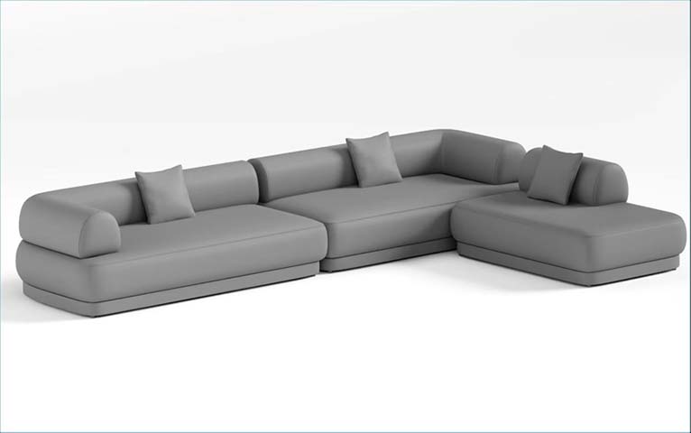 Low-Profile Upholstered Modular Sectional Sofa with Right Chaise SEC-MOD-RCH-GRY-3600