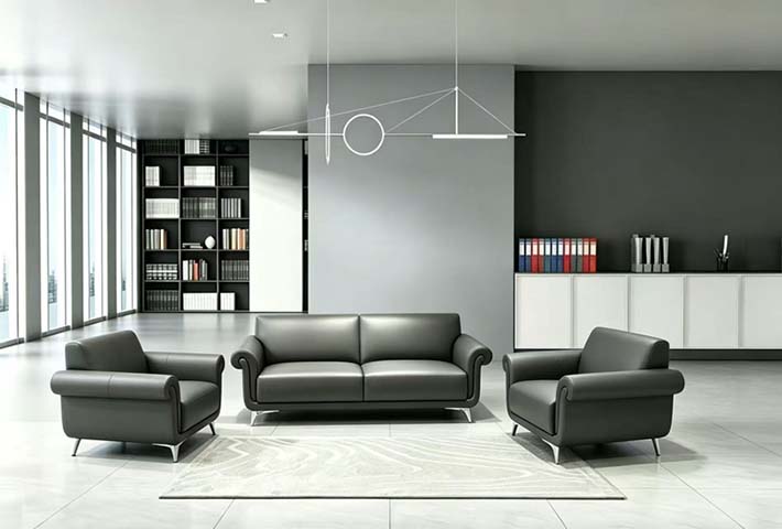 Dark Gray Faux Leather Three-Piece Executive Lounge Sofa Set LGS-3PC-DG-2100