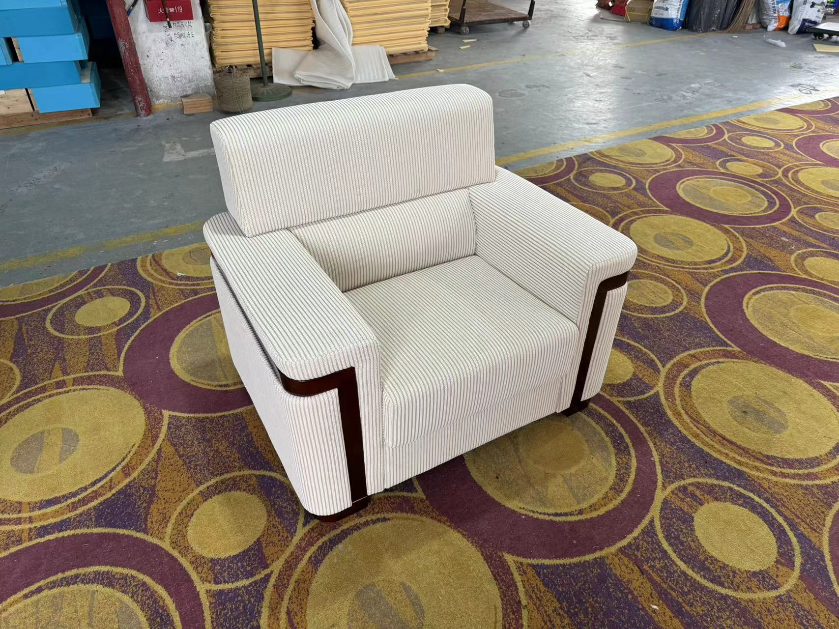 Upholstered Reception Armchair with Dark Wood Accents RCP-1S-PINST-950