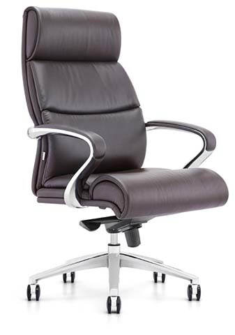 High-Back Brown Leather Executive Swivel Chair EXE-HB-BRN-AL5-01