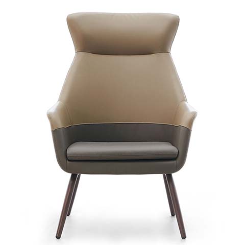 Two-Tone Upholstered Lounge Armchair with Splayed Metal Legs LGS-HB740-2T