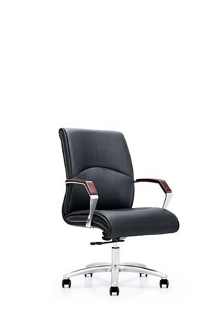 Mid-Back Black Leather Executive Swivel Chair EXEC-MB-CHR-BLK-01