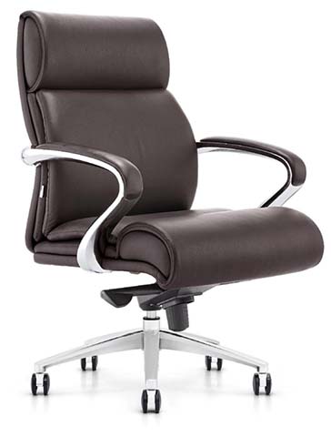 High-Back Dark Brown Leather Executive Swivel Chair EXEC-HB-DBR-ALU5-01