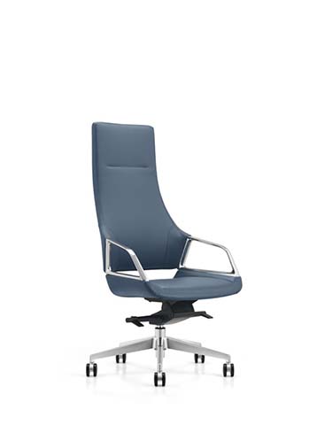 High-Back Blue Leather Executive Swivel Chair HB-EXEC-BLU-CHR