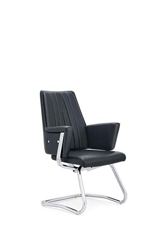 Black Channel-Tufted Cantilever Conference Chair with Padded Armrests CVC-CH610-BLK