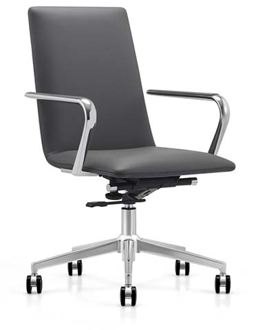 Black Leather Mid-Back Executive Swivel Office Chair OFC-MB-PL-CR-50