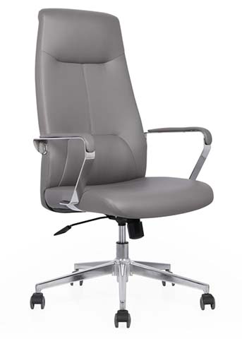 High-Back Gray Faux Leather Executive Swivel Chair with Polished Aluminum Base HB-EXEC-GRY-ALU-01