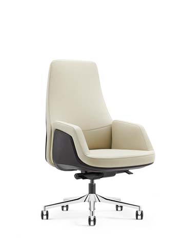 High-Back Upholstered Executive Swivel Chair EXEC-HB-CREAM-5STAR-01