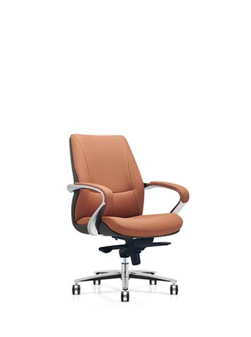 Cognac Leather Mid-Back Executive Swivel Chair with Polished Aluminum Base EXEC-MB-COG-AL5