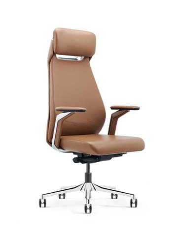 High-Back Brown Leather Executive Swivel Chair EXEC-HB-TAN-ALU-01