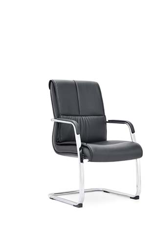Black Faux Leather Sled-Base Conference Chair with Chrome Frame UB-CF-CHR-001