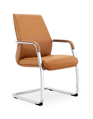 Tan Upholstered Cantilever Conference Chair with Chrome Sled Frame CNF-CL-600-TAN