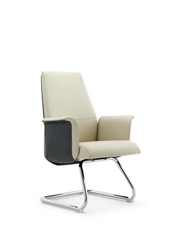 Ivory Upholstered Executive Visitor Chair with Chrome Cantilever Base EXEC-CANT-IV-01