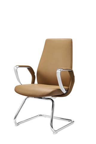 Executive Leather Visitor Chair with Chrome Cantilever Sled Base EXEC-VST-CAM-01