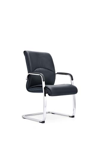 Black Padded Cantilever Conference Chair with Chrome Sled Frame CF-CH-BLK-CANT-01