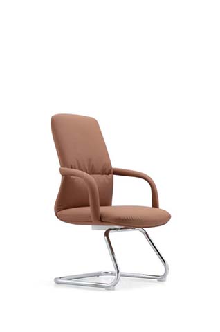 Brown Upholstered Cantilever Conference Chair with Chrome Sled Base CNF-SLED-BRN-01