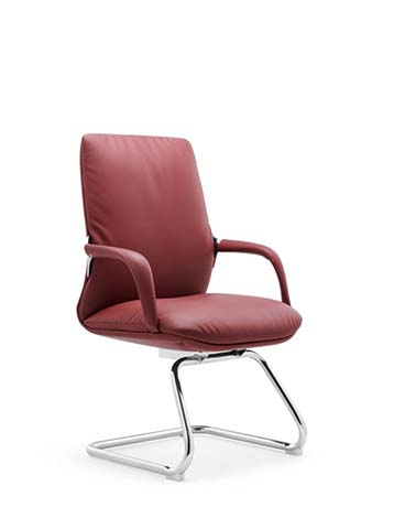 Mid-Back Leather Visitor Conference Chair with Chrome Cantilever Sled Base UBC-SLED-620-MB-BG