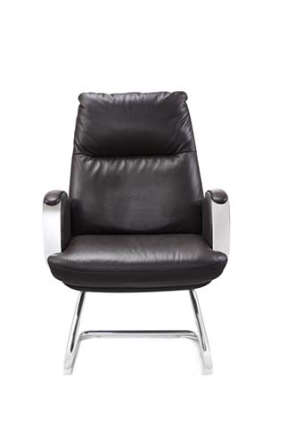 Black Leather Executive Visitor Chair with Polished Cantilever Base EC-CB-650-LEATHER