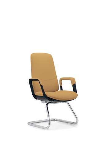 Cushioned Cantilever Conference Chair with Padded Arms CNF-SLED-TAN-01
