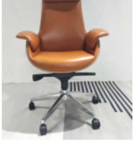 Cognac Brown Upholstered Ergonomic Swivel Executive Office Chair with Chrome Five-Star Base