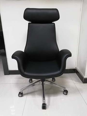 High-Back Black Faux Leather Executive Swivel Office Chair