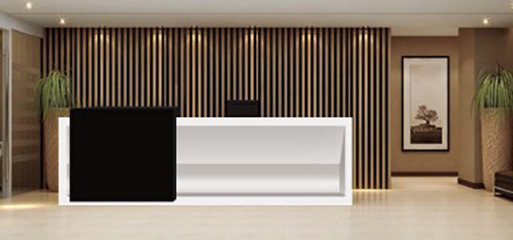 Modern Two-Tone Asymmetric Office Reception Desk