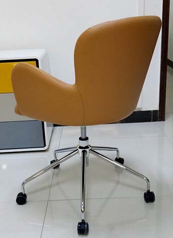 Camel Tan Faux Leather Mid-Back Swivel Office Chair with Chrome Five-Star Base