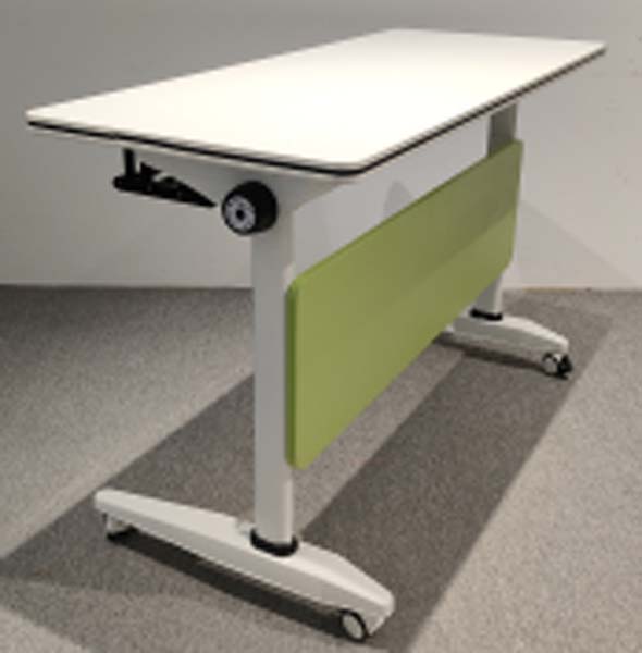 Height-Adjustable Mobile Flip-Top Nesting Training Table with Green Modesty Panel