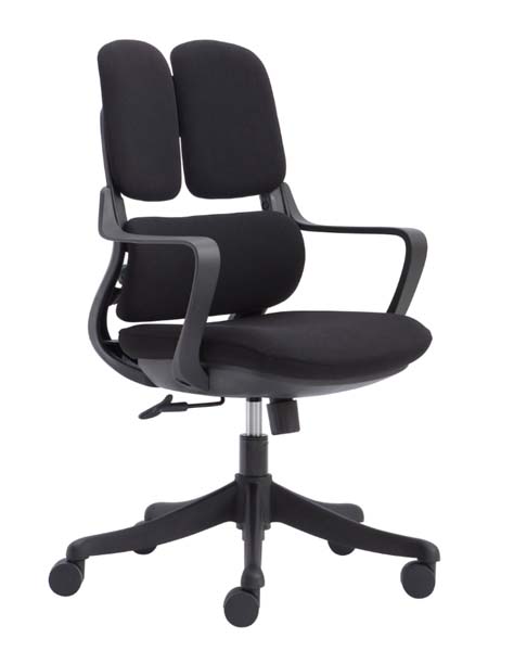Black Split-Dual Back Ergonomic Swivel Office Chair with Fixed Armrests
