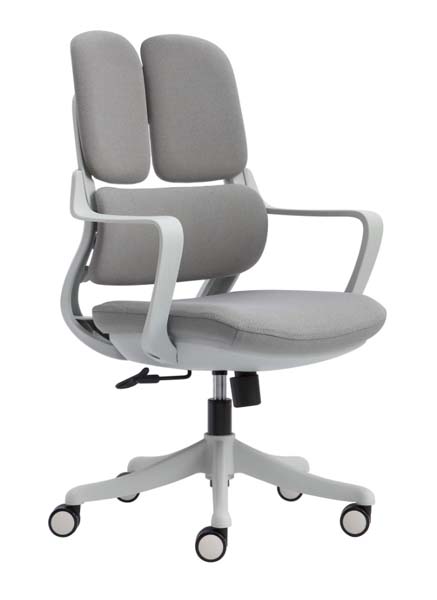 Light Grey Split-Back Ergonomic Office Task Chair with Fixed Loop Armrests